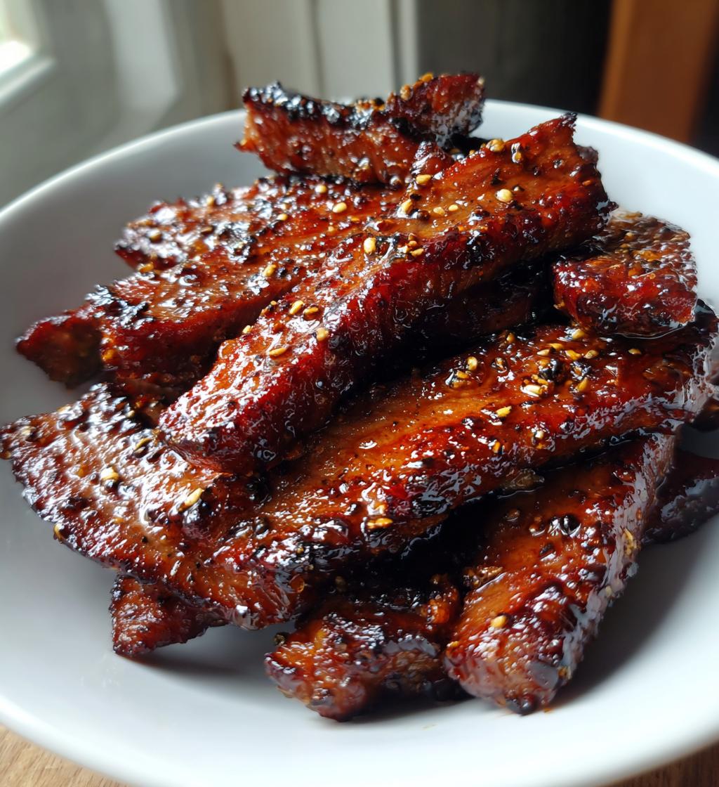 air fryer honey glazed steak strips - detail 1