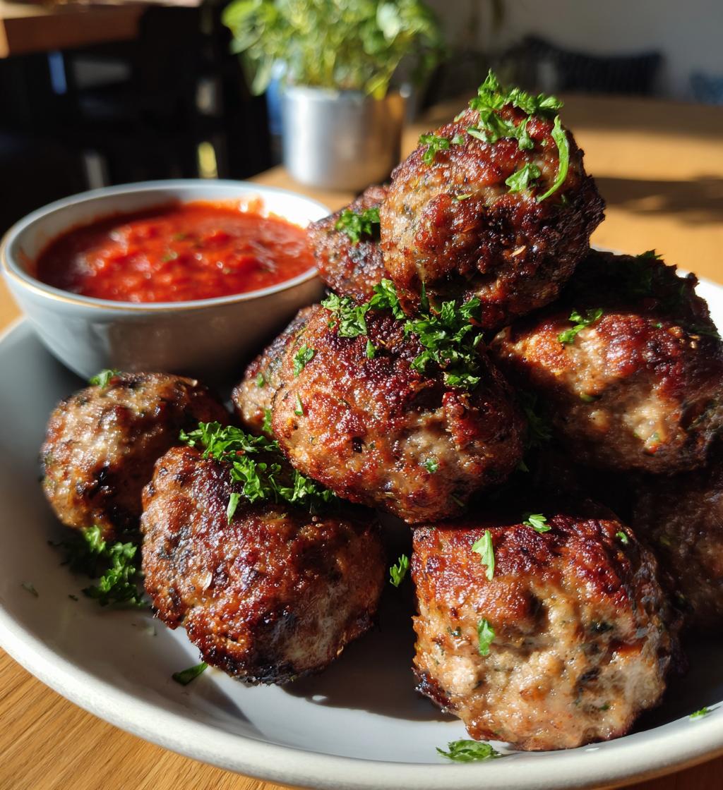 air fryer meatballs - detail 1