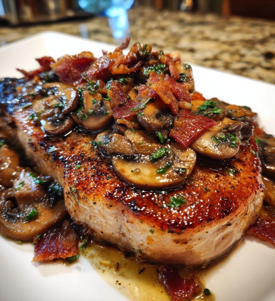 bacon mushroom pork chops