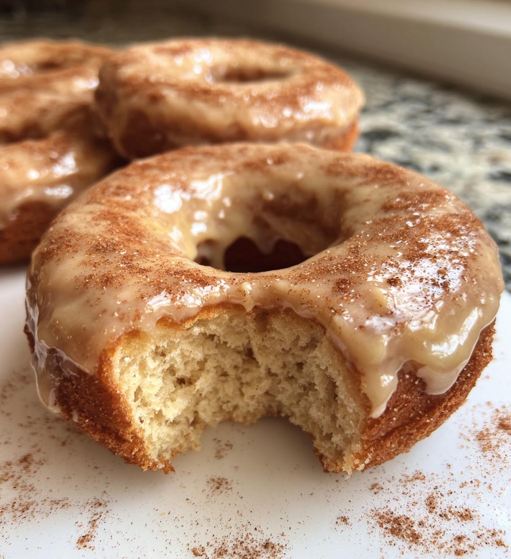 baked apple cider doughnuts with cinnamon maple glaze - detail 1