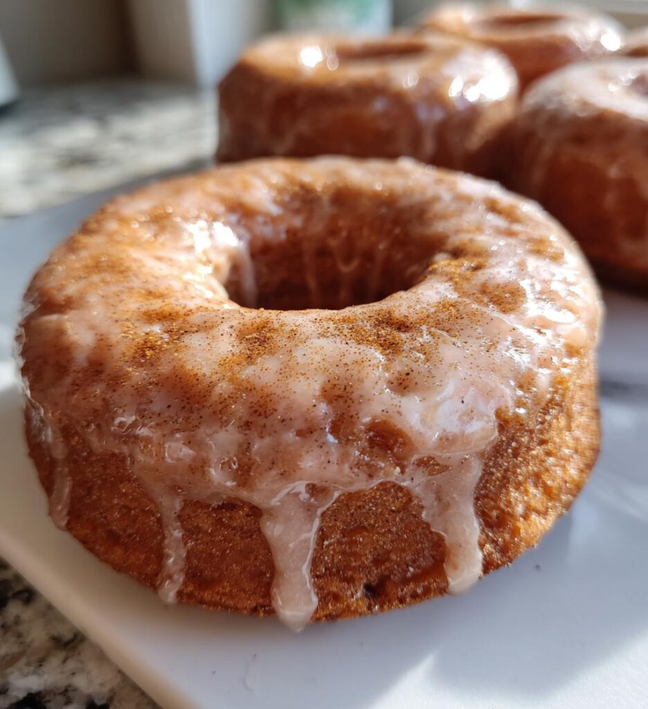 baked apple cider doughnuts with cinnamon maple glaze