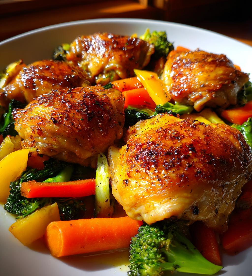 baked chicken thighs and vegetables - detail 1