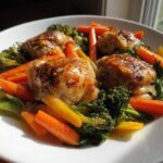 baked chicken thighs and vegetables