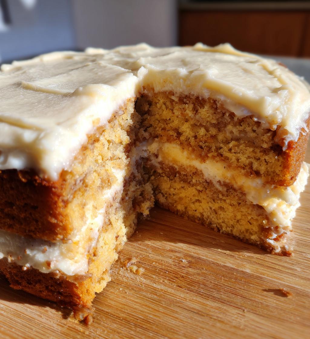 banana bread cake with cream cheese frosting - detail 1