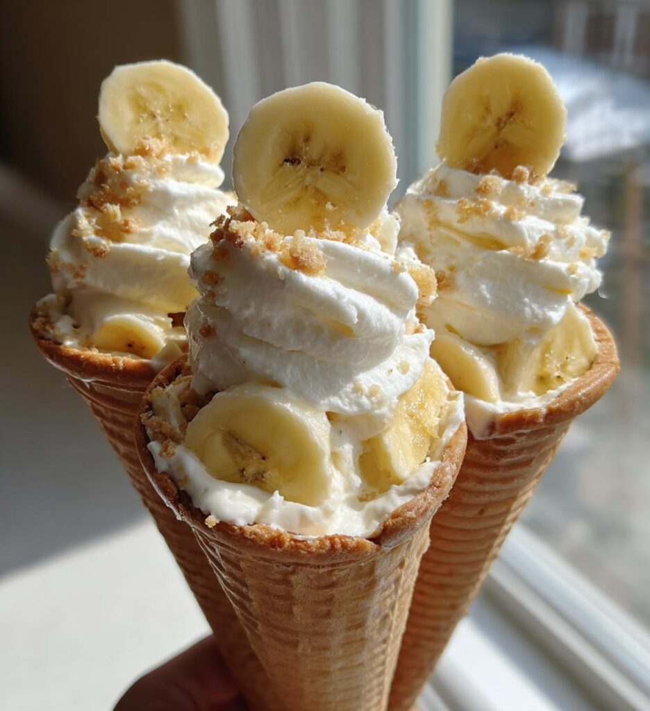 banana pudding cheesecake cones recipe