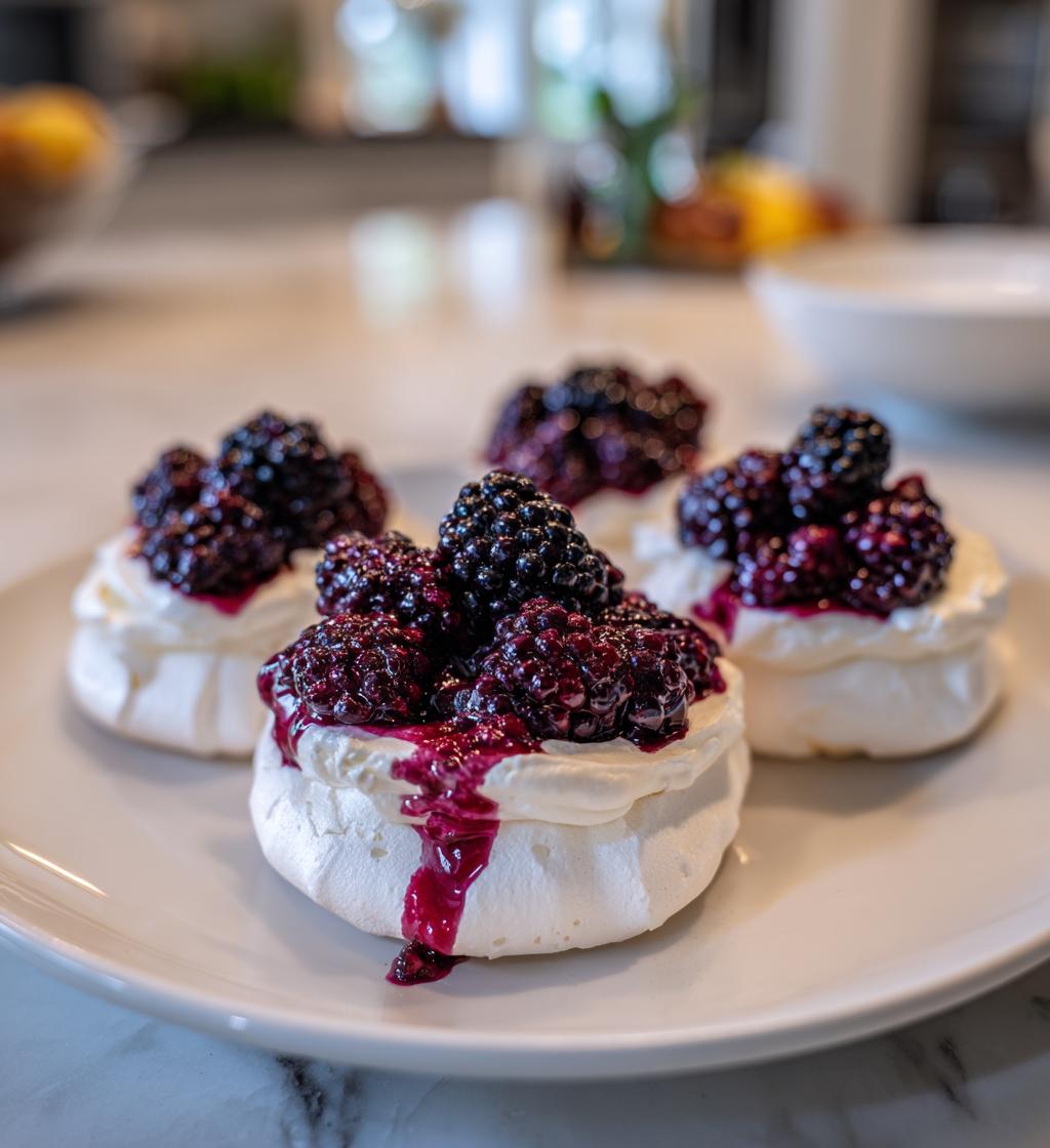 blackberry mini meringues