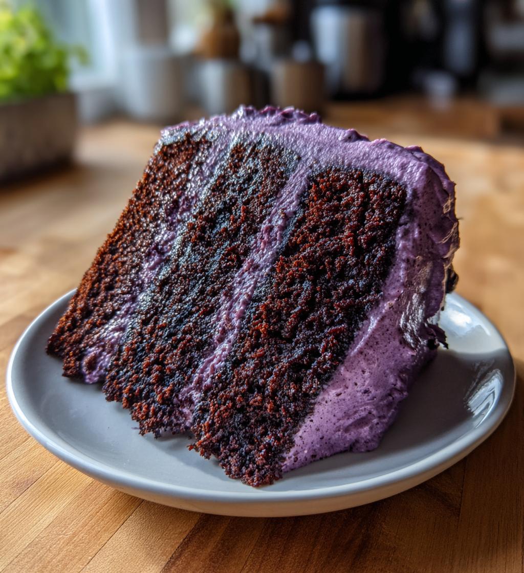 bourbon chocolate cake with blackberry buttercream - detail 1