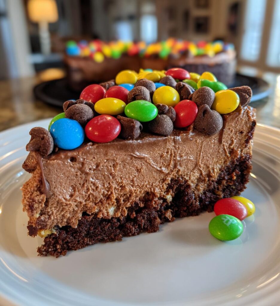 candy studded chocolate cheesecake
