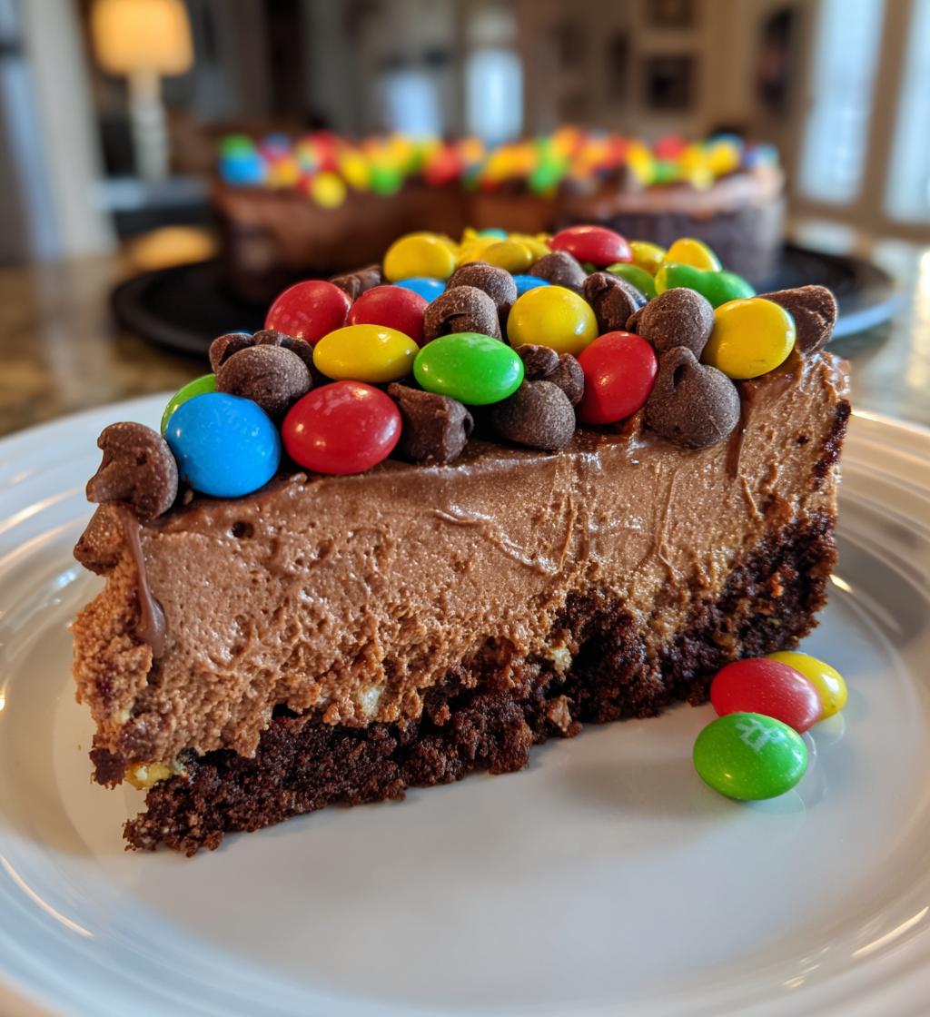 candy studded chocolate cheesecake