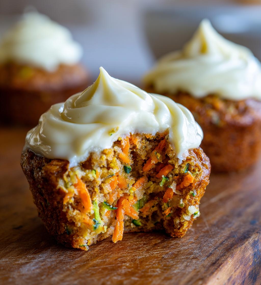 carrot apple zucchini muffins with cream cheese frosting - detail 1