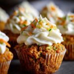 carrot apple zucchini muffins with cream cheese frosting