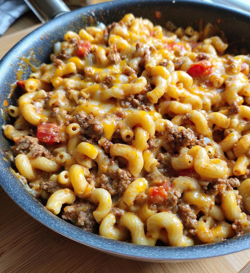 cheeseburger pasta skillet - detail 1