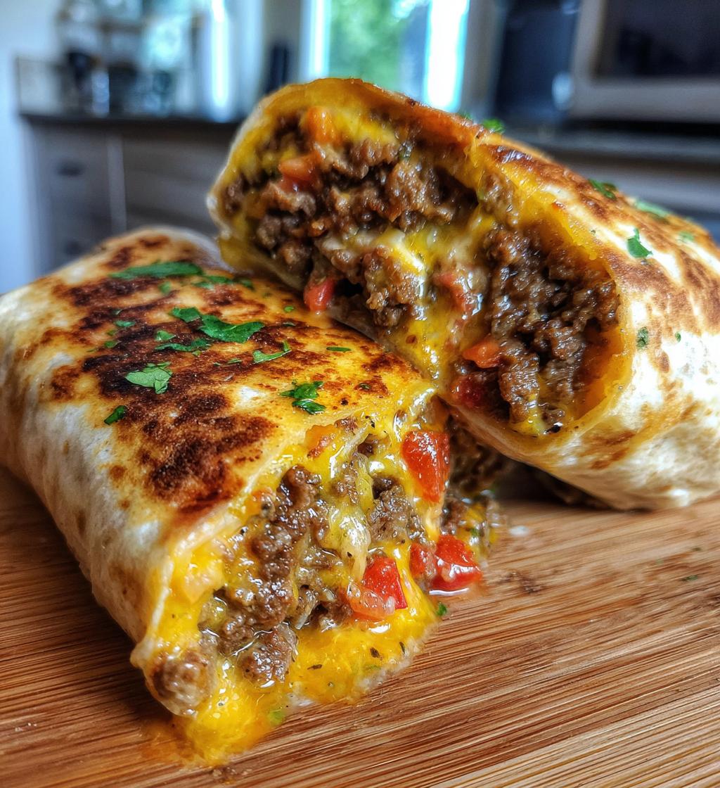 cheesy beefy burrito delight with salsa - detail 1