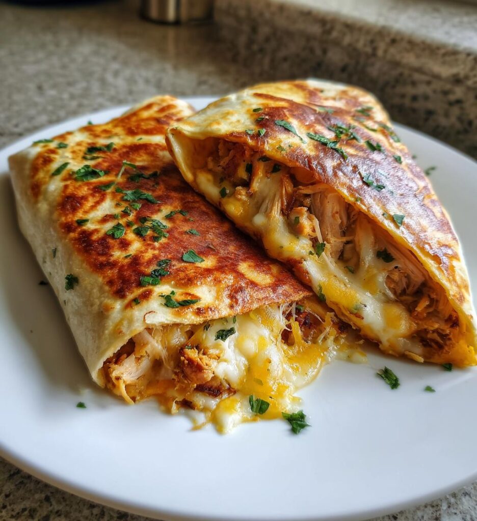 cheesy garlic chicken wraps