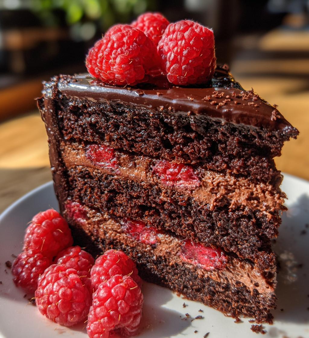chocolate raspberry cake - detail 1