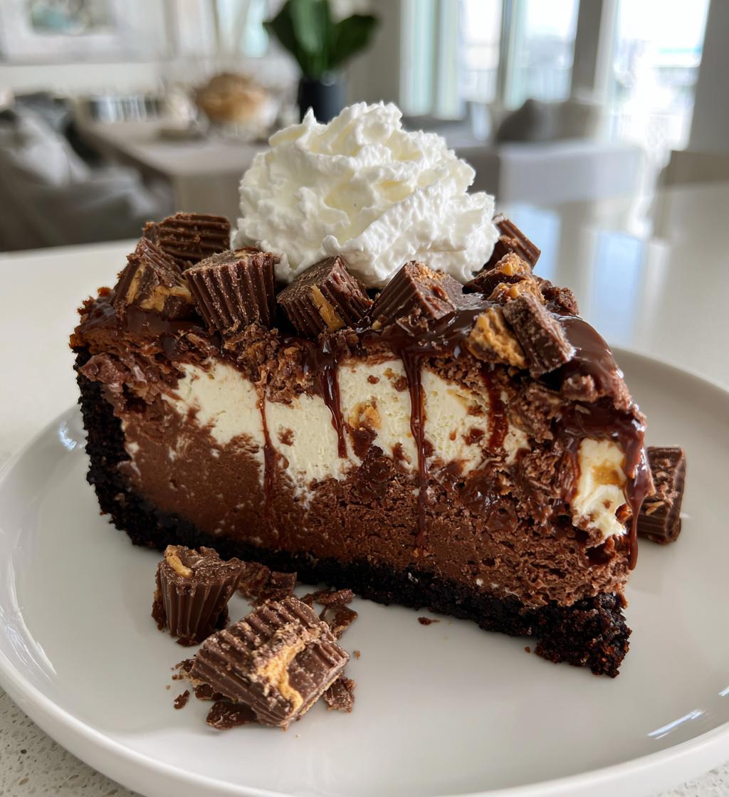 chocolate reeses cheesecake - detail 1
