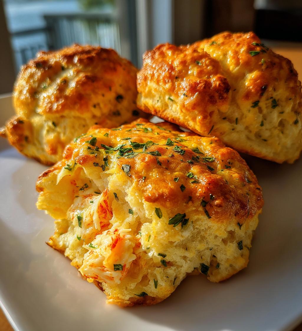 crab stuffed cheddar bay biscuits with lemon butter - detail 1
