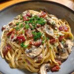 creamy bacon mushroom pasta