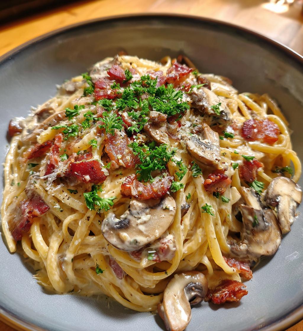 creamy bacon mushroom pasta