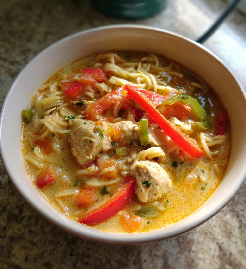 creamy cajun chicken pasta soup - detail 1
