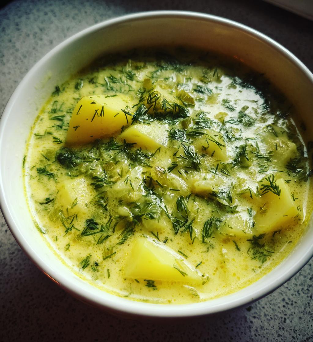 creamy dill pickle soup zupa ogorkowa - detail 1