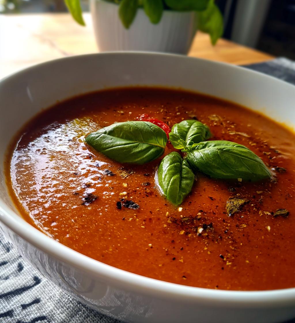 creamy roasted garlic tomato soup - detail 1