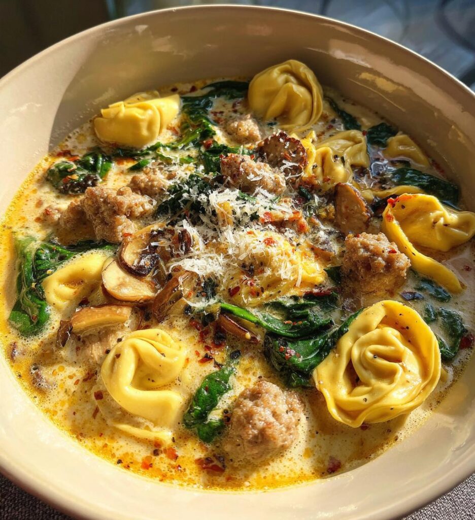 creamy sausage tortellini soup