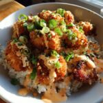 crispy bang bang salmon bite bowls