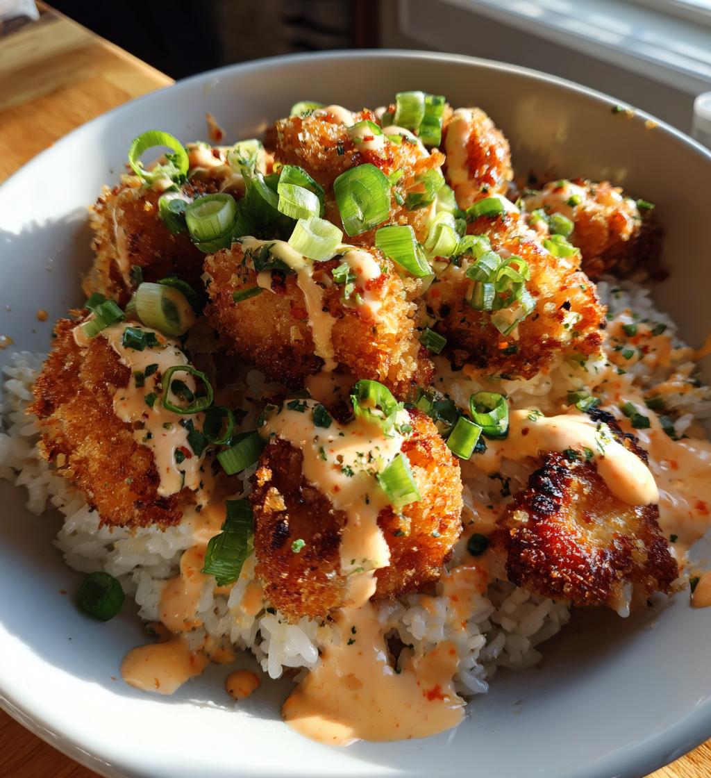 crispy bang bang salmon bite bowls