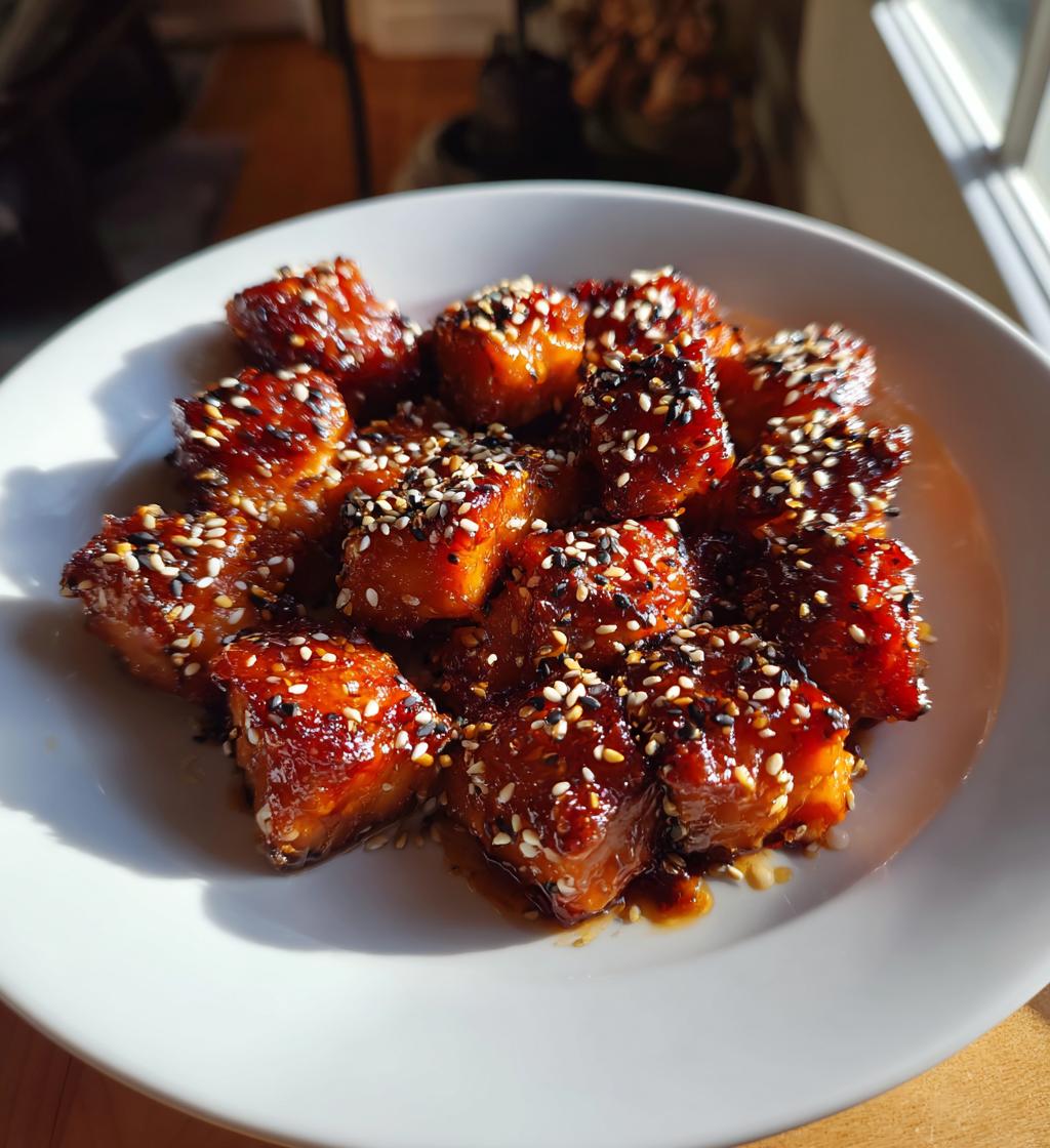 crispy honey garlic salmon bites - detail 1