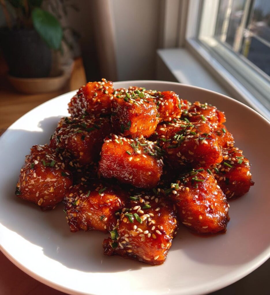 crispy honey garlic salmon bites