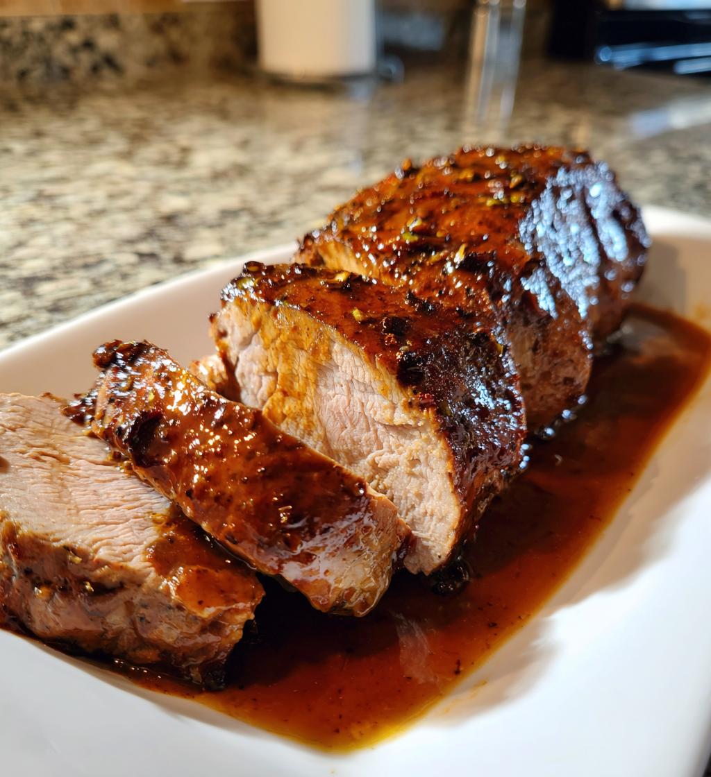 crockpot brown sugar balsamic glazed pork tenderloin - detail 1