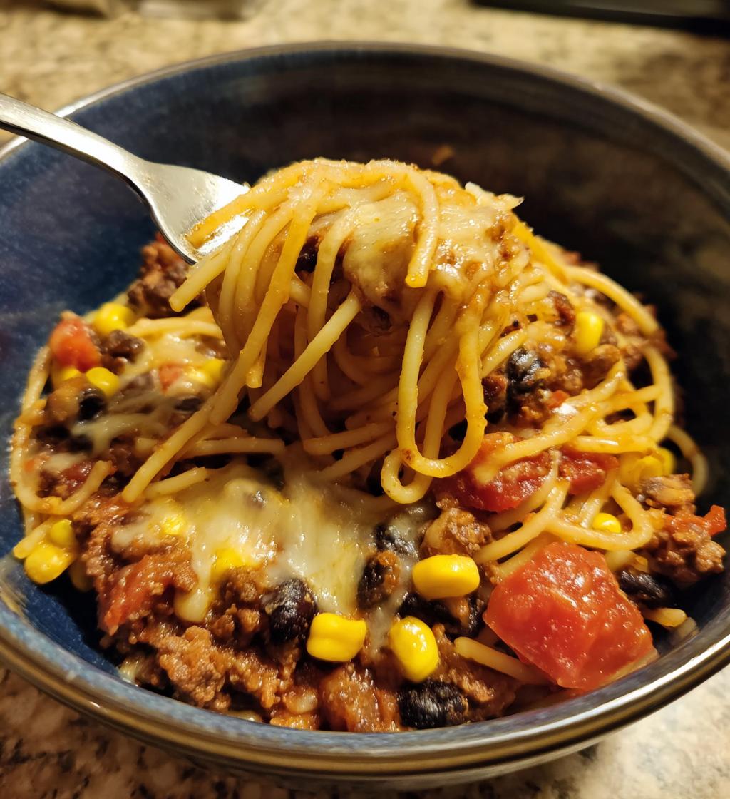crockpot taco spaghetti - detail 1