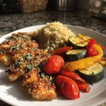 delicious and colorful feast grilled chicken with sides