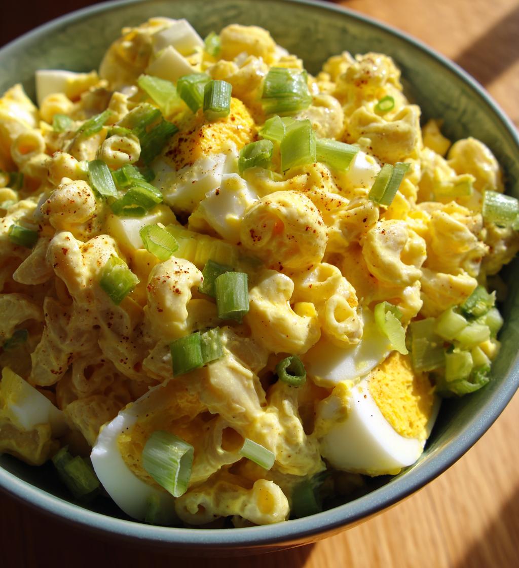 deviled egg macaroni pasta salad - detail 1