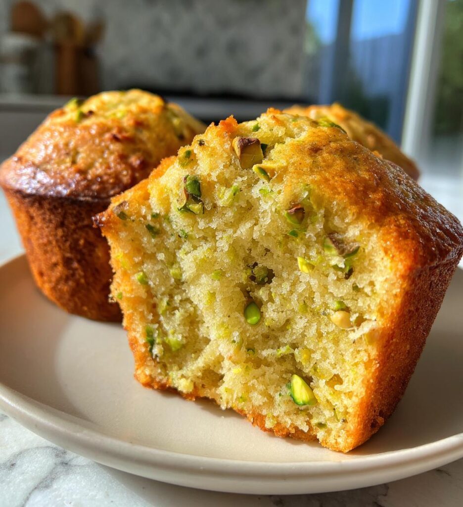 easy bakery style pistachio muffins