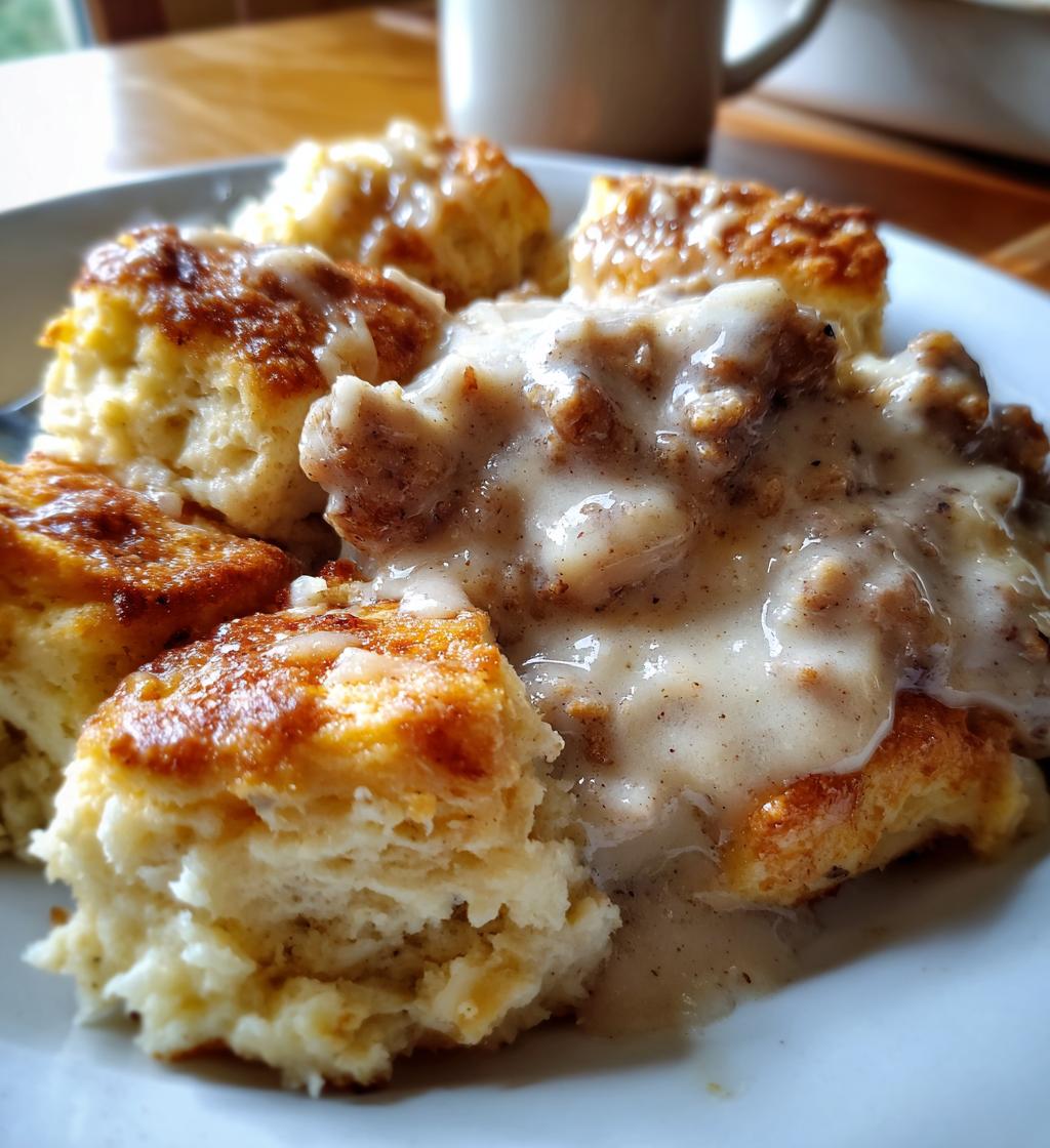 easy biscuits gravy casserole