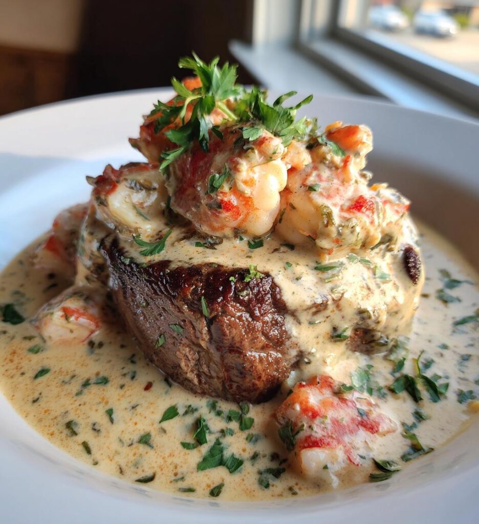 filet mignon with shrimp and lobster cream sauce