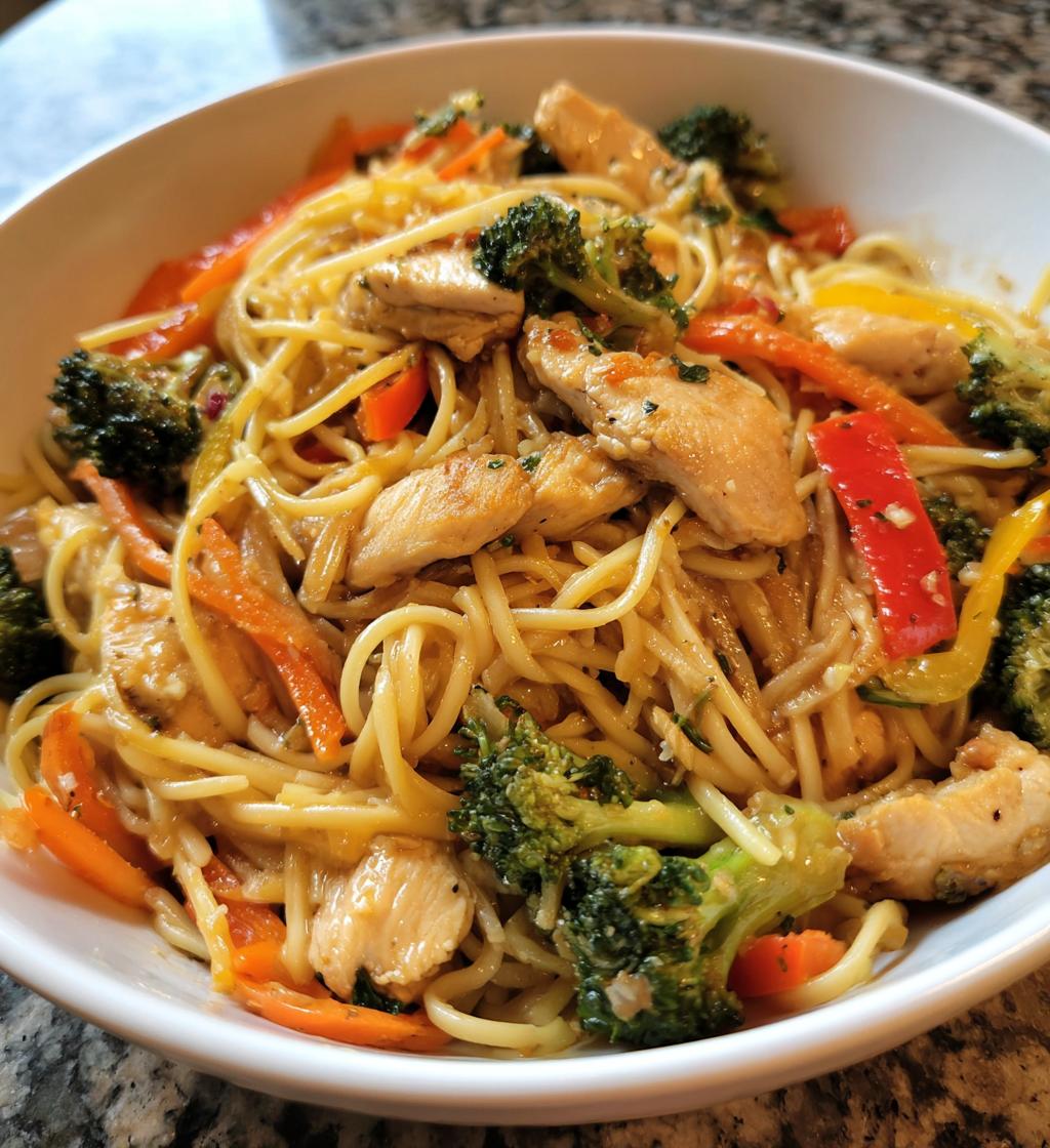 garlic chicken lo mein - detail 1