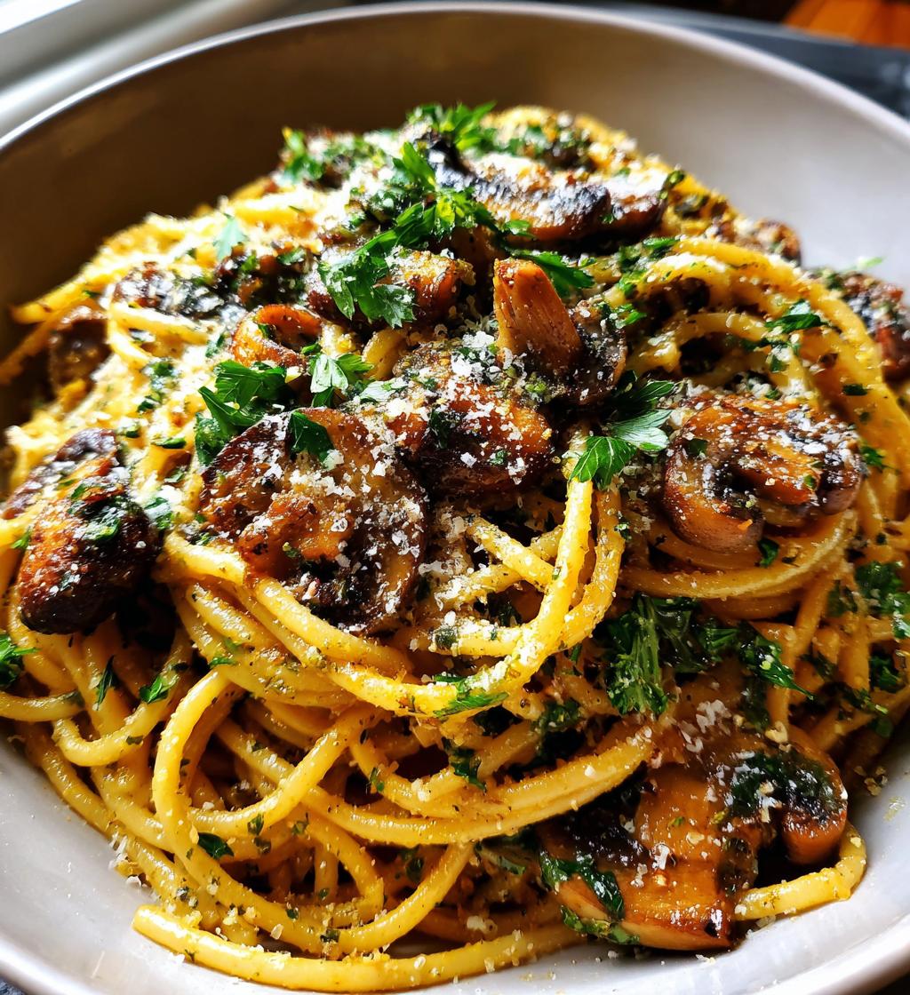 garlic mushroom pasta - detail 1