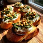 gluten free pesto goat cheese crostini