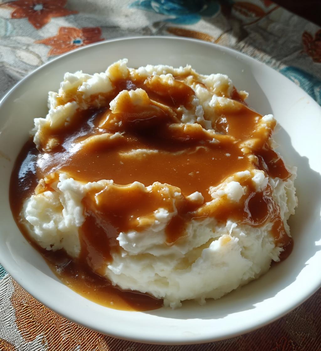 gravy over mashed potatoes