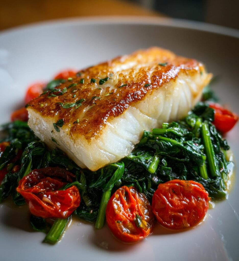 grilled cod with spinach and tomatoes recipes