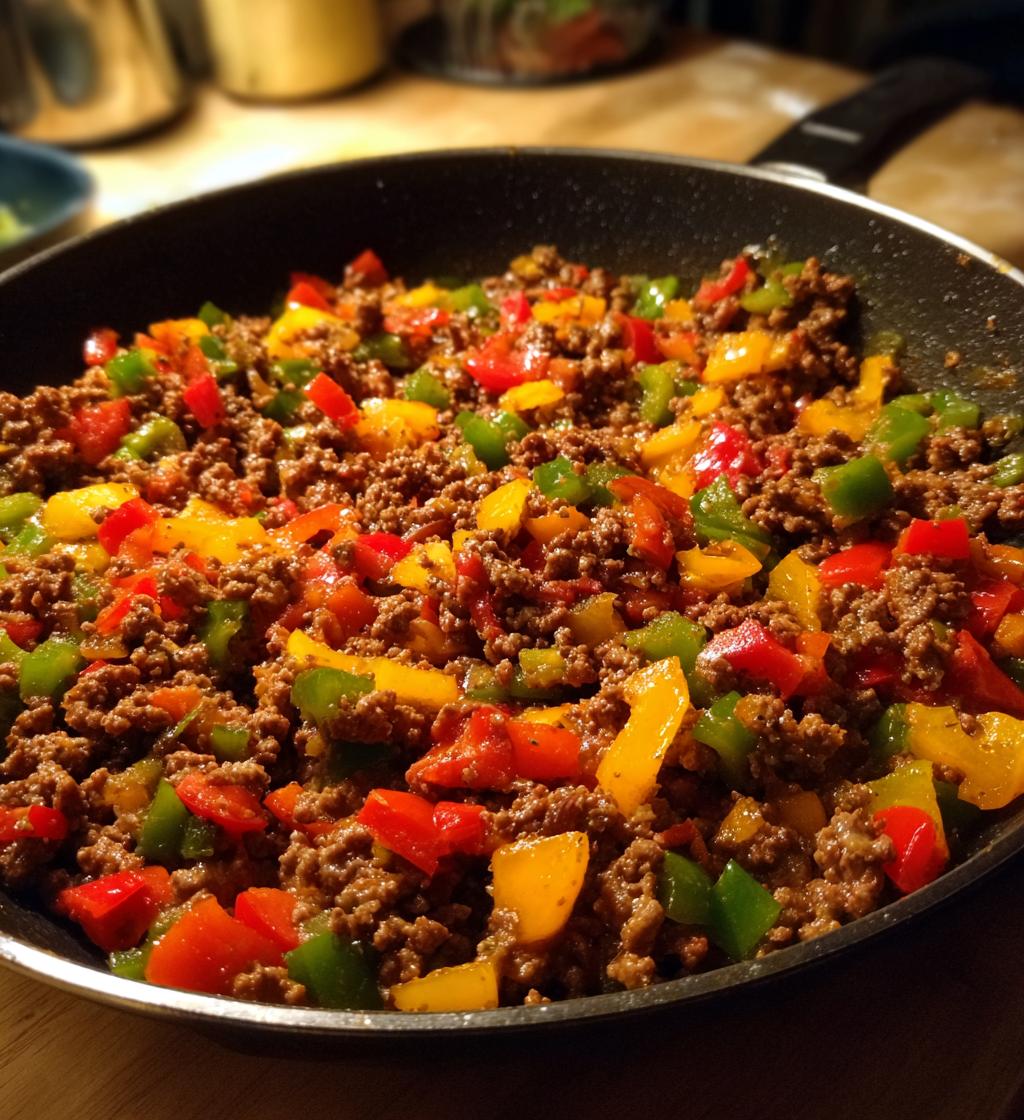 ground beef and peppers skillet - detail 1