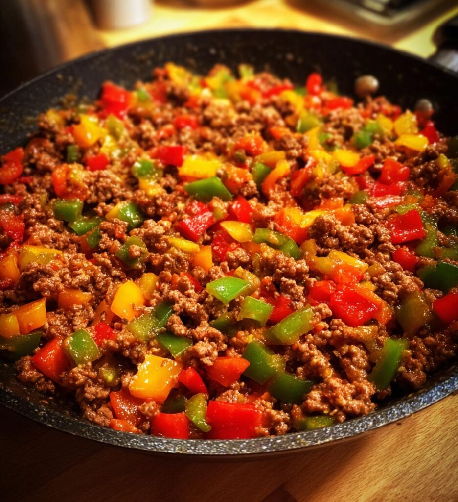 ground beef and peppers skillet