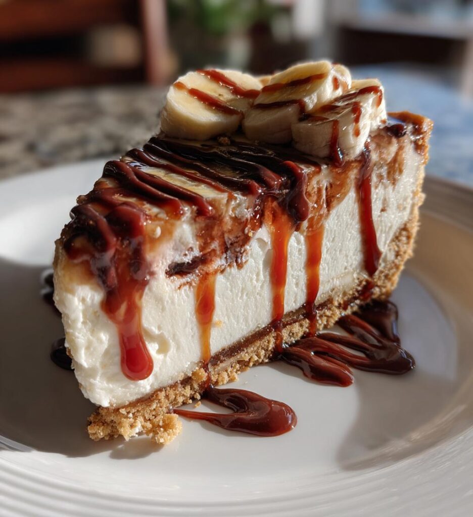 heavenly no bake banana split cheesecake