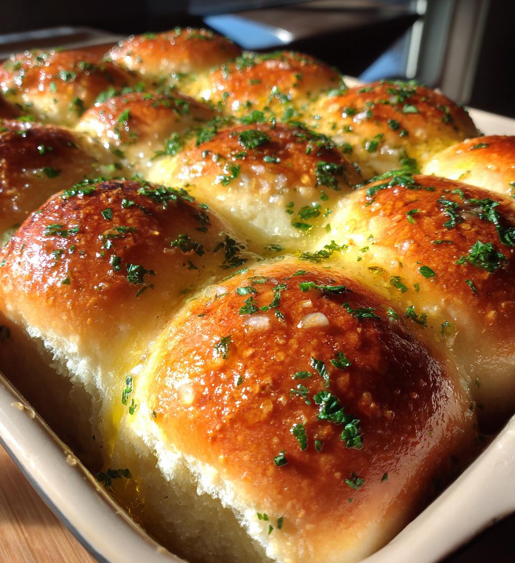 homemade garlic dinner rolls - detail 1
