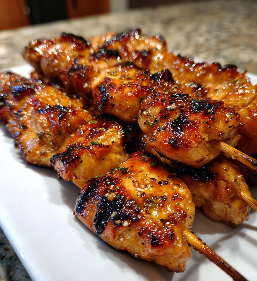 honey garlic chicken skewers - detail 1
