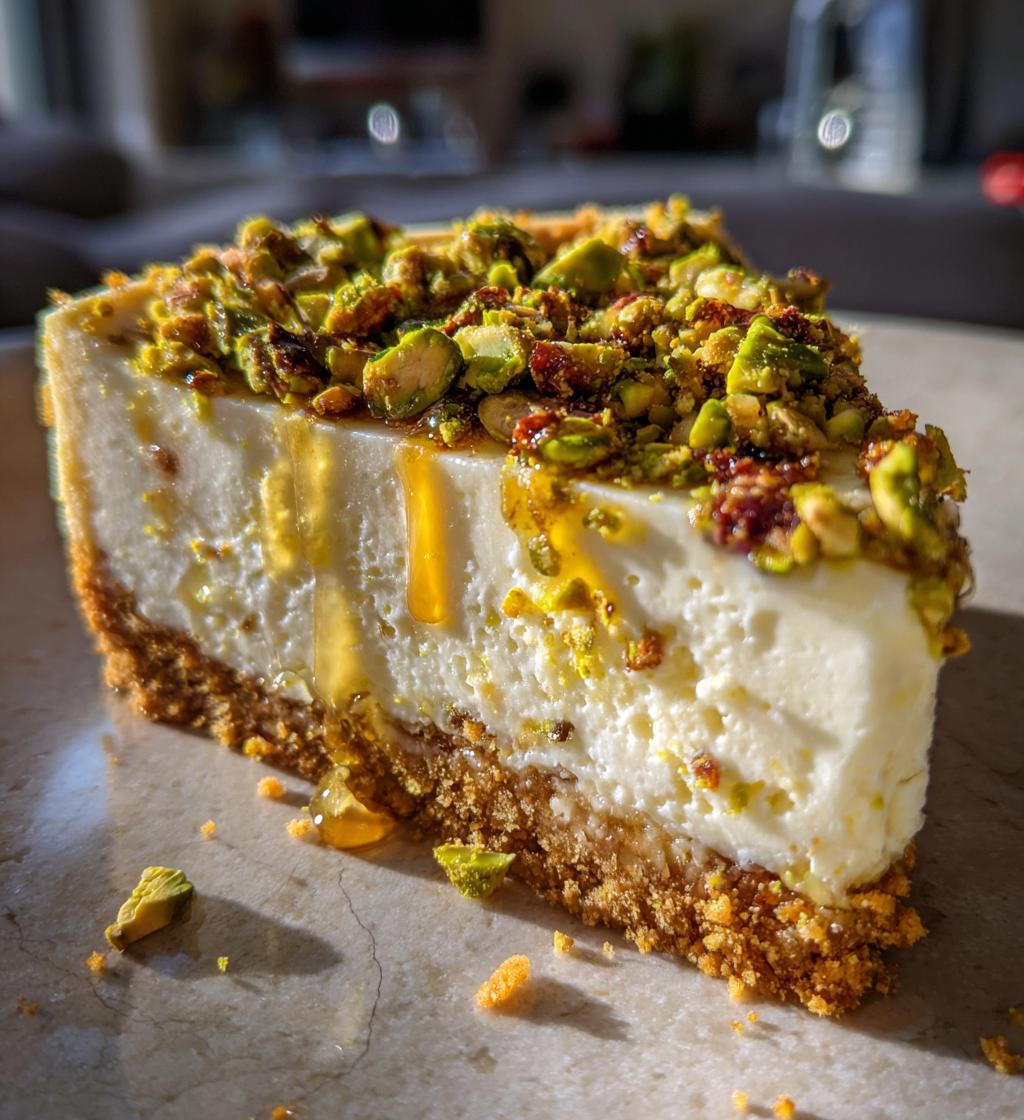 honey pistachio baklava cheesecake - detail 1