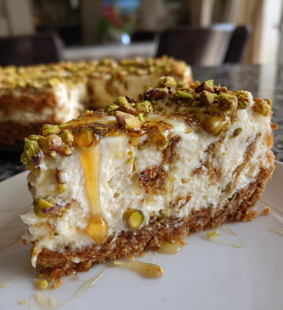 honey pistachio baklava cheesecake